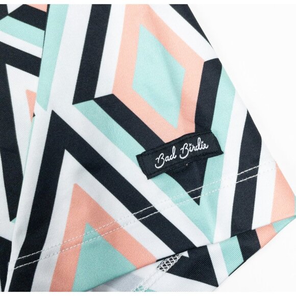 Bad Birdie Golf Polo Men's Fits Large Geometric Diamond Pink Mint Green Wicking - Picture 6 of 12